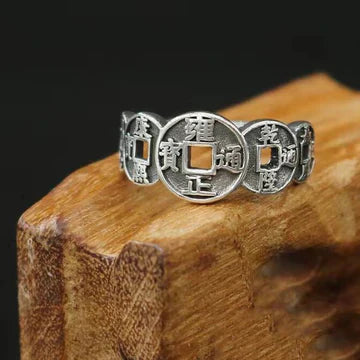 ( floz )™ -Anillo 5 Emperadores + Caja De Regalo : El Amuleto de la Prosperidad y Protección