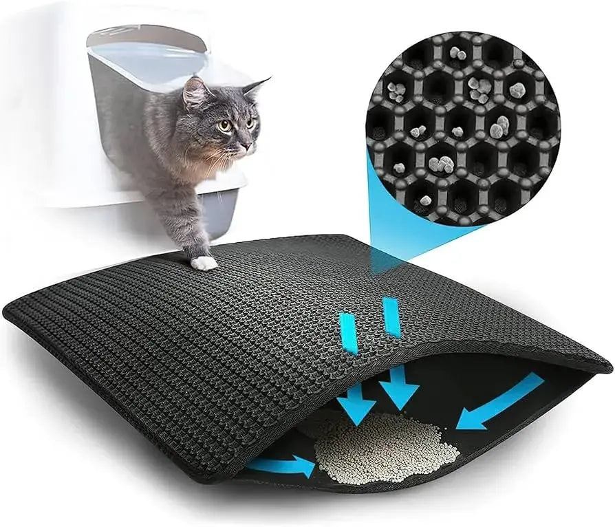 ( Tidy)™ -Tapete Recolector De Arena Doble Gatos: ¡Despídete de la Arena Dispersa en Tu Hogar!