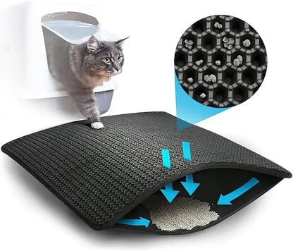 ( Tidy)™ -Tapete Recolector De Arena Doble Gatos: ¡Despídete de la Arena Dispersa en Tu Hogar!