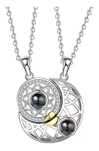 ( floz )™ -Collar Sol Y Luna Proyección Pareja  : Un símbolo de amor eterno