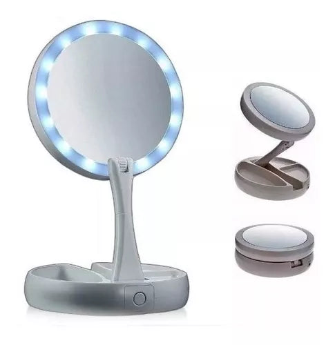 ( Scoss)™ -Espejo Maquillaje Plegable Luz Led :Iluminación LED Profesional para un Maquillaje Perfecto