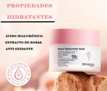 ( Bioaqua )™ -Crema Rose Hyaluronic Acid : Belleza Natural con el Poder de las Rosas