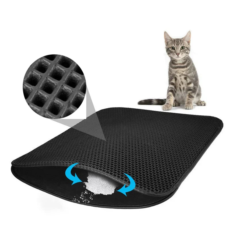 ( Tidy)™ -Tapete Recolector De Arena Doble Gatos: ¡Despídete de la Arena Dispersa en Tu Hogar!