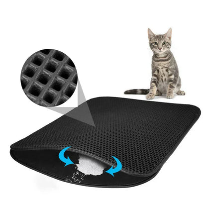 ( Tidy)™ -Tapete Recolector De Arena Doble Gatos: ¡Despídete de la Arena Dispersa en Tu Hogar!
