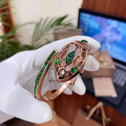 ( floz )™ -Cobre Luxur Aro Serpiente Piedra:Un Reloj Que Es Puro Glamour y Misterio